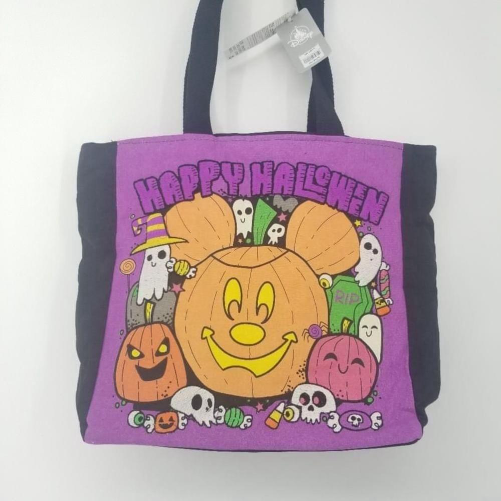 Disney Parks 2022 Halloween Mickey Zip Canvas Tote Bag NWT